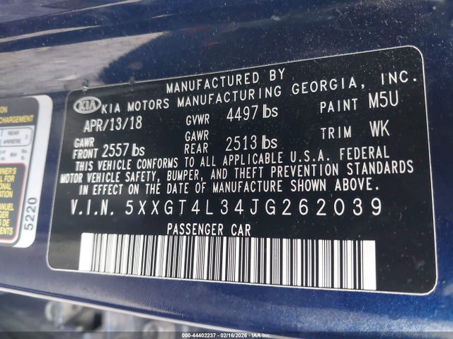 2018 KIA OPTIMA 5XXGT4L34JG262039 Photo 8