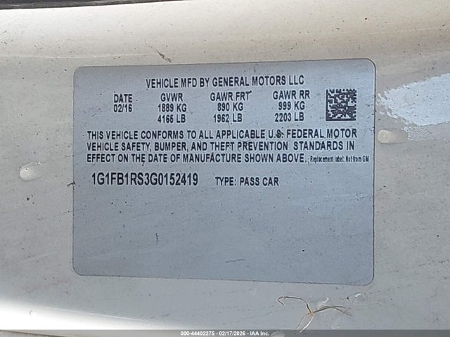 2016 CHEVROLET CAMARO 1G1FB1RS3G0152419 Photo 8