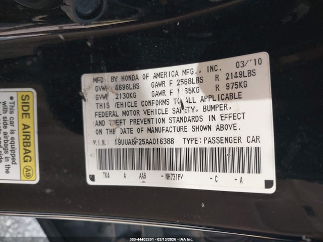 2010 ACURA TL 19UUA8F25AA016388 Photo 8