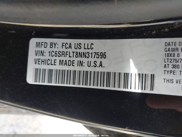 Продаж на аукціоні авто 2022 Ram 1500 Rebel  4x4 5'7 Box, vin: 1C6SRFLT8NN317596, номер лоту: 44402317