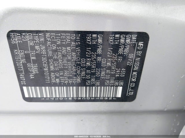 JN8BT3DC8PW101711 Nissan Rogue Platinum Fwd