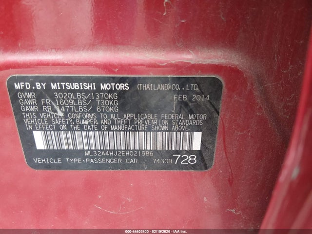 2014 MITSUBISHI MIRAGE ML32A4HJ2EH021986 Photo 8