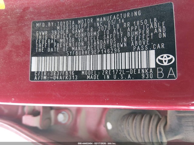 Toyota COROLLA LE 2014 5YFBURHE9EP146296 Image 9