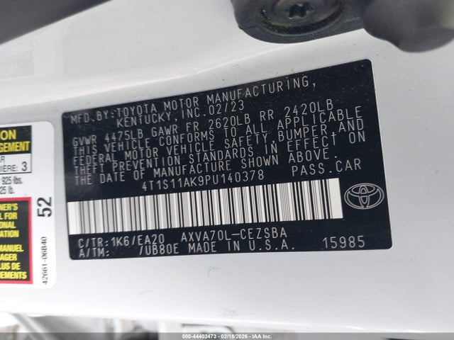 4T1S11AK9PU140378 Toyota CAMRY SE