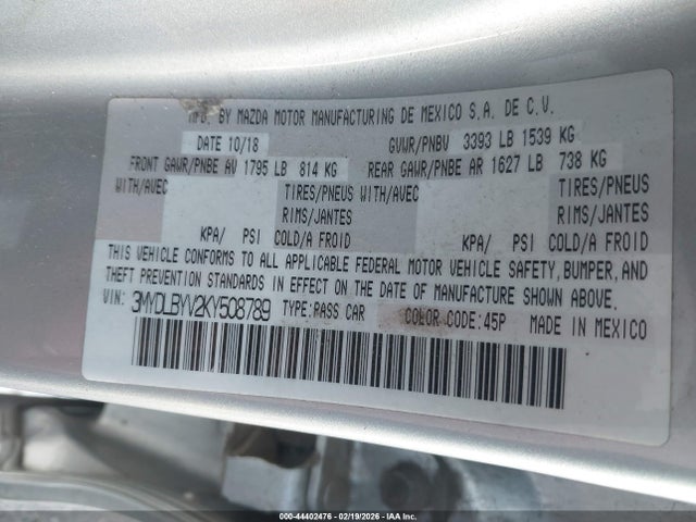 2019 TOYOTA YARIS 3MYDLBYV2KY508789 Photo 8