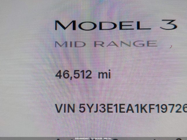 5YJ3E1EA1KF197268 Tesla Model 3 Long Range/mid Range/standard Range/standard Range Plus