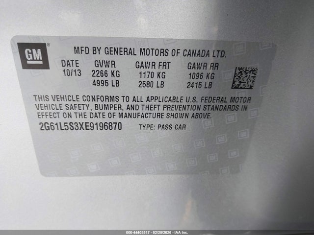 2G61L5S3XE9196870 Cadillac Xts Standard