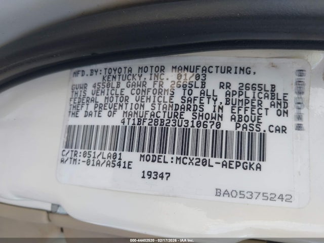 2003 TOYOTA AVALON 4T1BF28B23U310670 Photo 8