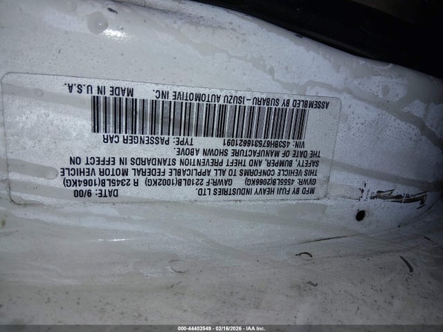 2001 Subaru Outback მანქანა იყიდება აუქციონზე, vin: 4S3BH675316621091, აუქციონის ნომერი: 44402549