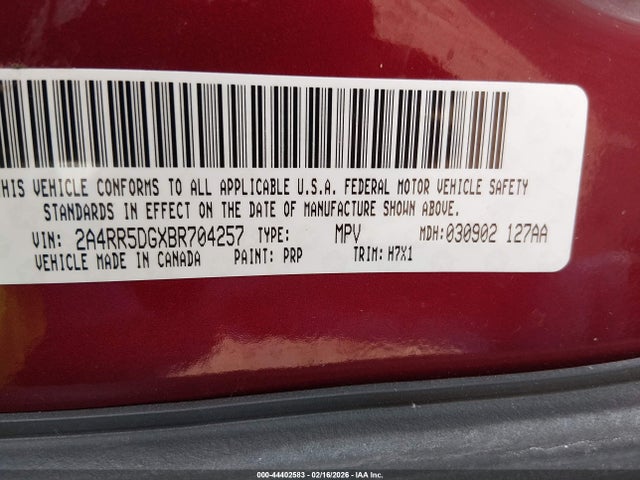Продажа на аукционе авто 2011 Chrysler Town & Country Touring, vin: 2A4RR5DGXBR704257, номер лота: 44402583