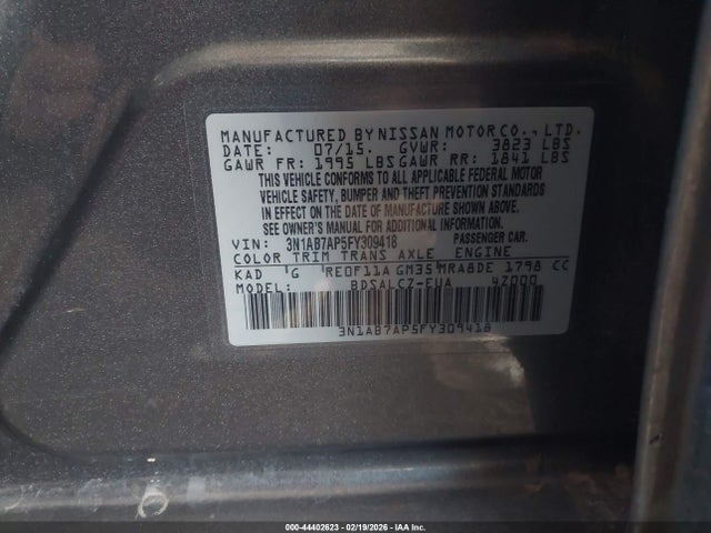 3N1AB7AP5FY309418 Nissan SENTRA S