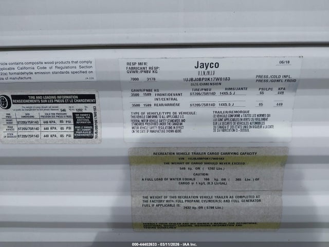 Jayco Jay Flight Slx M-267 2019 1UJBJ0BP0K17W0183 Image 9