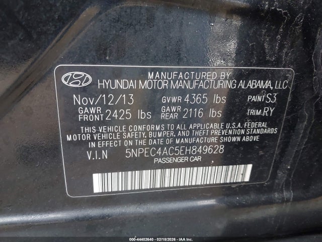 Hyundai SONATA SE 2014 5NPEC4AC5EH849628 Image 9