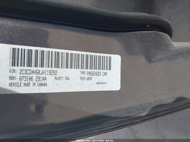Продажа на аукционе авто 2018 Dodge Charger Sxt Plus Rwd, vin: 2C3CDXHG0JH119292, номер лота: 44402661
