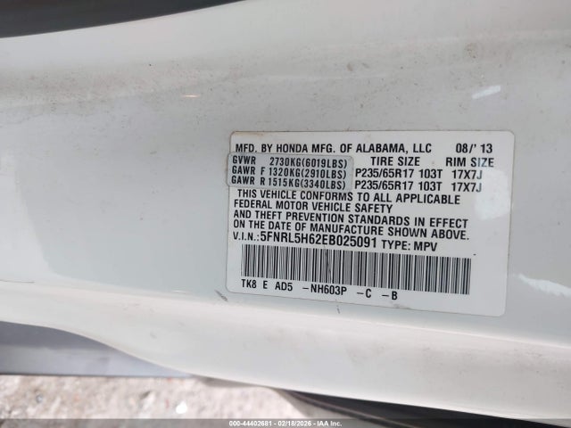 2014 HONDA ODYSSEY 5FNRL5H62EB025091 Photo 8