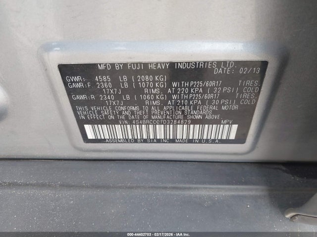 Aukcja sprzedaży 2013 Subaru Outback 2.5i Premium, vin: 4S4BRCCC7D3284829, numer aukcji: 44402703