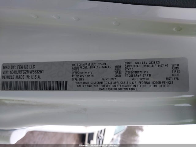 1C4HJXFG2MW563261 Jeep Wrangler Unlimited Rubicon 4x4