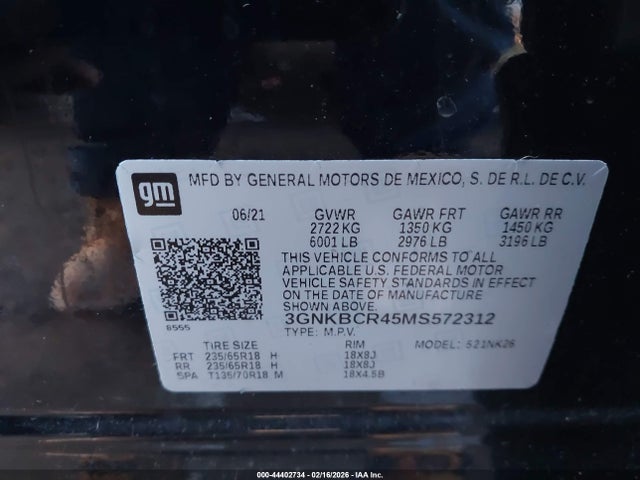 Продажа на аукционе авто 2021 Chevrolet Blazer Fwd 2lt, vin: 3GNKBCR45MS572312, номер лота: 44402734