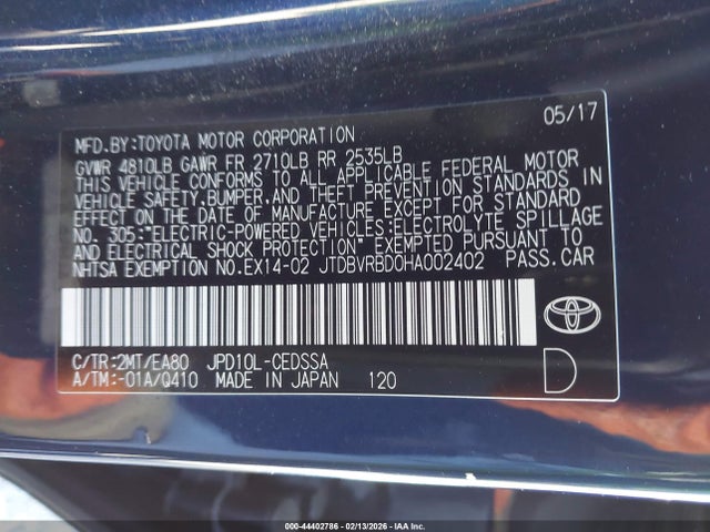 JTDBVRBD0HA002402 Toyota Mirai