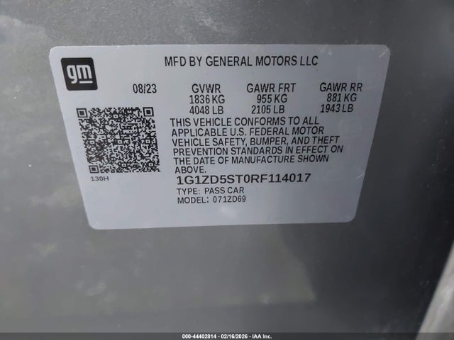 1G1ZD5ST0RF114017 Chevrolet Malibu Fwd 1lt