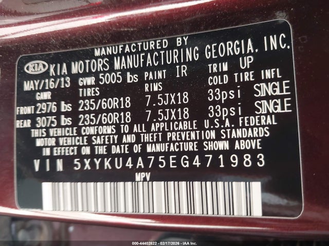 5XYKU4A75EG471983 KIA Sorento Ex V6