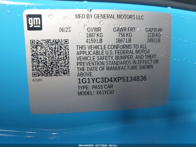 2023 CHEVROLET CORVETTE STINGRAY 1G1YC3D4XP5134836 Photo 8