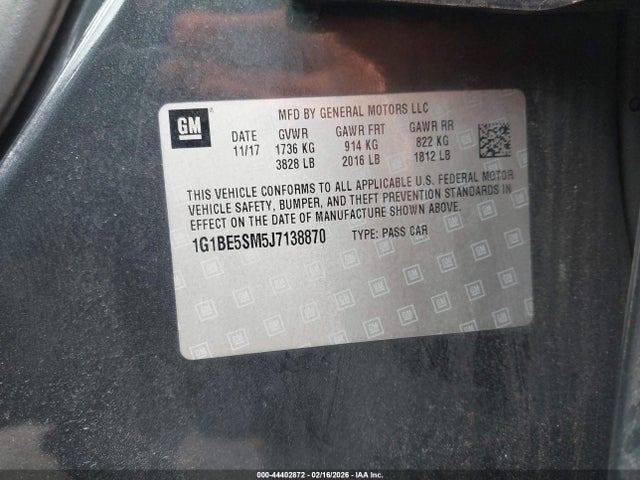 1G1BE5SM5J7138870 Chevrolet Cruze Lt Auto