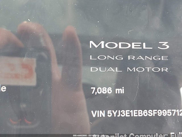 Aukcja sprzedaży 2025 Tesla Model 3 Long Range All-wheel Drive, vin: 5YJ3E1EB6SF995712, numer aukcji: 44402880