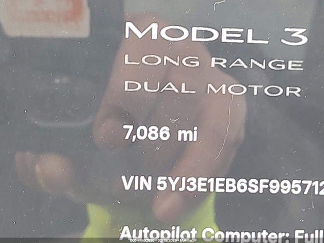 Aukcja sprzedaży 2025 Tesla Model 3 Long Range All-wheel Drive, vin: 5YJ3E1EB6SF995712, numer aukcji: 44402880