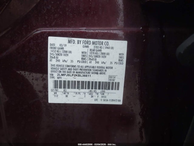 2019 LINCOLN NAUTILUS 2LMPJ8LP2KBL36611 Photo 8