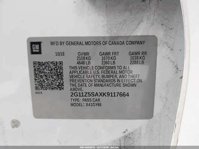 2G11Z5SAXK9117664 Chevrolet IMPALA LT