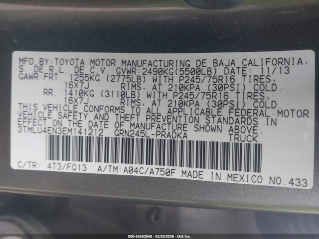 Toyota Tacoma Base V6 2014 3TMLU4EN3EM141212 Image 9