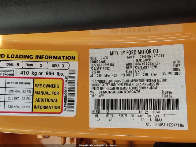 2022 FORD BRONCO SPORT 3FMCR9D90NRD69475 Photo 8