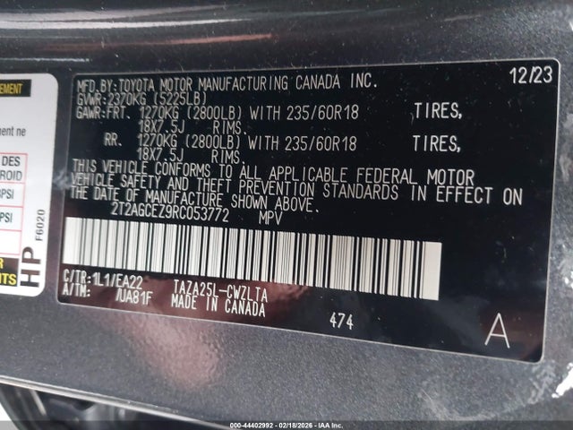 44402992 :رقم المزاد ، 2T2AGCEZ9RC053772 vin ، 2024 Lexus Nx 350 مزاد بيع