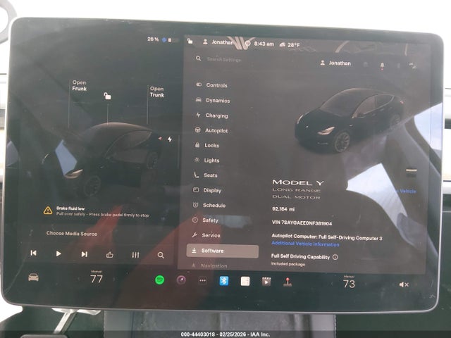 44403018 :رقم المزاد ، 7SAYGAEE0NF381904 vin ، 2022 Tesla Model Y Long Range Dual Motor All-wheel Drive مزاد بيع