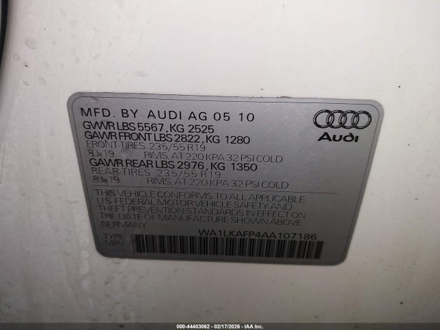 2010 AUDI Q5 WA1LKAFP4AA107186 Photo 8