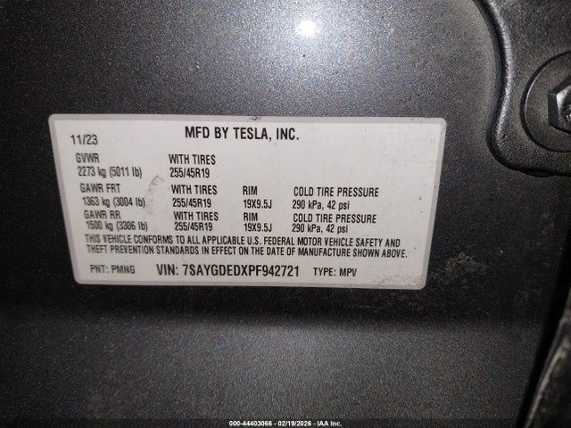 2023 TESLA MODEL Y 7SAYGDEDXPF942721 Photo 8
