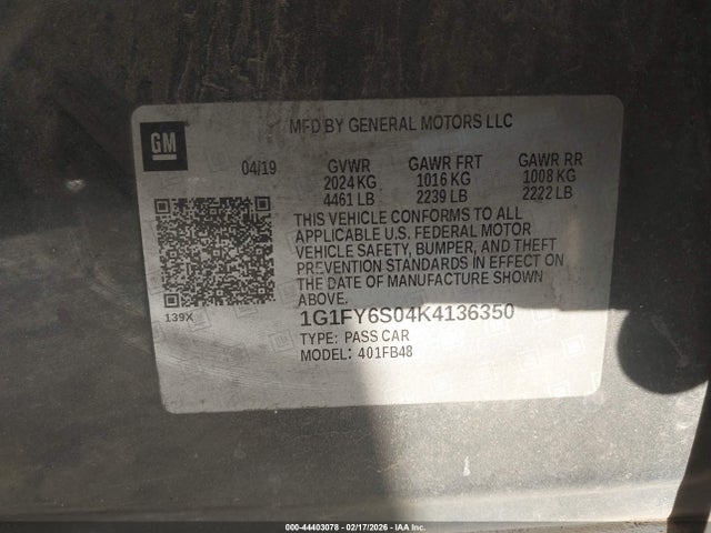 1G1FY6S04K4136350 Chevrolet BOLT EV LT
