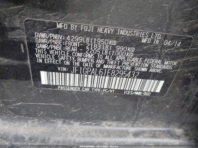 JF1GPAL61E8295432 Subaru Impreza 2.0i Sport Premium