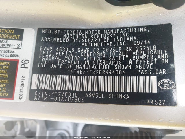 Toyota CAMRY LE 2014 4T4BF1FK2ER444004 Image 9
