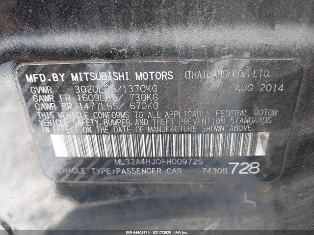 2015 MITSUBISHI MIRAGE ML32A4HJ0FH009725 Photo 8