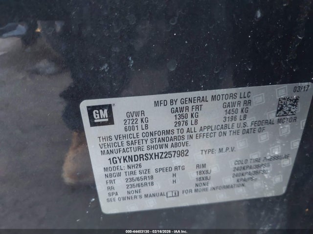 Aukcja sprzedaży 2017 Cadillac Xt5 Luxury, vin: 1GYKNDRSXHZ257982, numer aukcji: 44403130