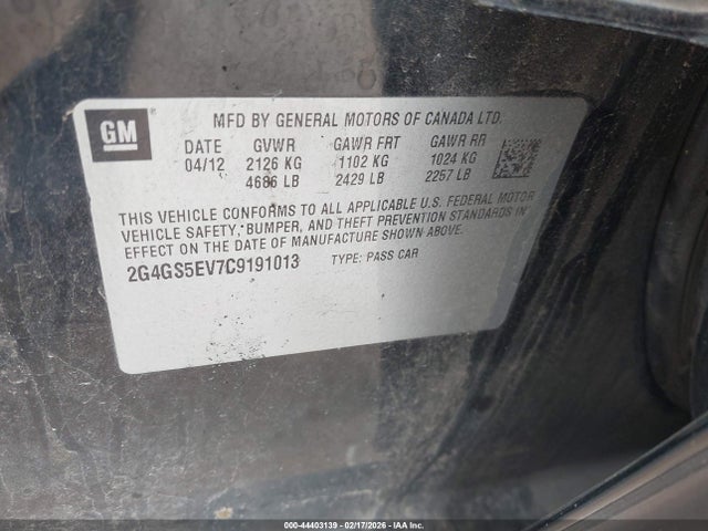 Продаж на аукціоні авто 2012 Buick Regal Turbo - Premium 1, vin: 2G4GS5EV7C9191013, номер лоту: 44403139