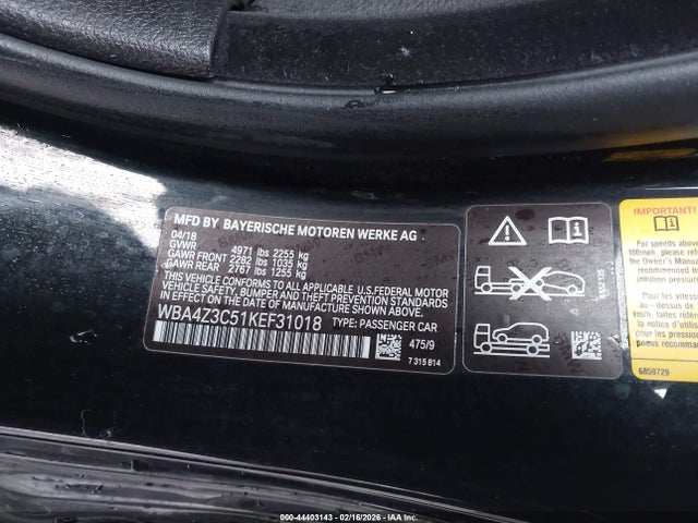 Продаж на аукціоні авто 2019 Bmw 430i Xdrive, vin: WBA4Z3C51KEF31018, номер лоту: 44403143