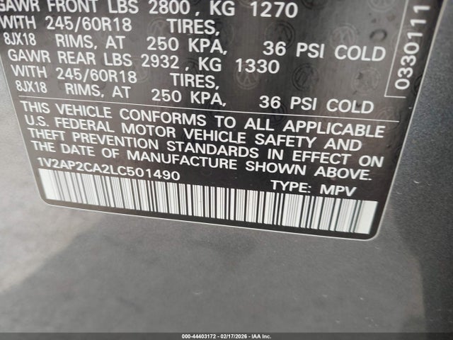 2020 VOLKSWAGEN ATLAS 1V2AP2CA2LC501490 Photo 8