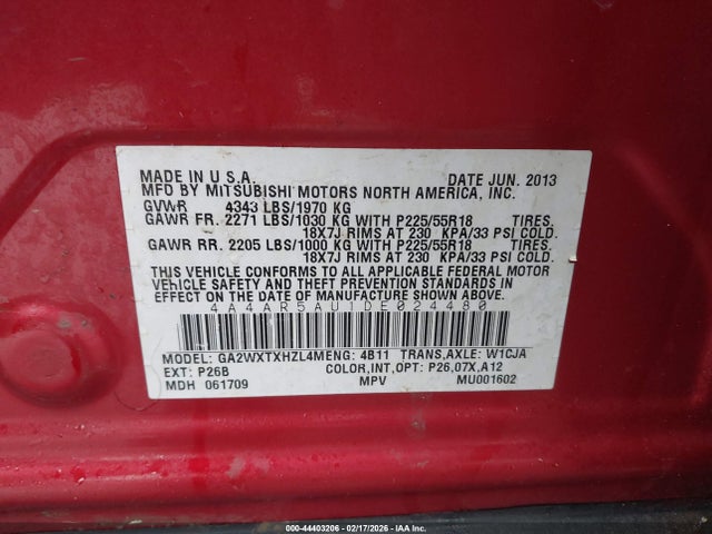 2013 MITSUBISHI OUTLANDER SPORT 4A4AR5AU1DE024480 Photo 8