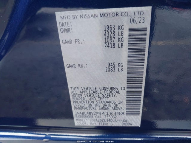 1N4BL4BV2PN418398 Nissan Altima S Fwd