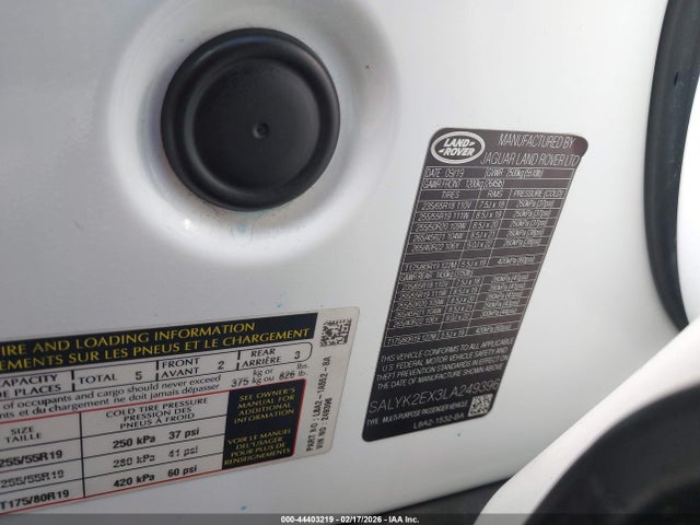 2020 LAND ROVER RANGE ROVER VELAR SALYK2EX3LA249396 Photo 8