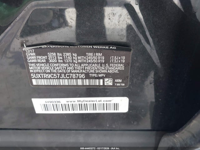 Продаж на аукціоні авто 2018 Bmw X3 Xdrive30i, vin: 5UXTR9C57JLC78796, номер лоту: 44403272