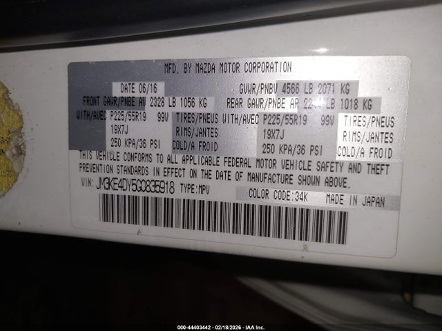 Aukcja sprzedaży 2016 Mazda Cx-5 Grand Touring, vin: JM3KE4DY5G0835918, numer aukcji: 44403442